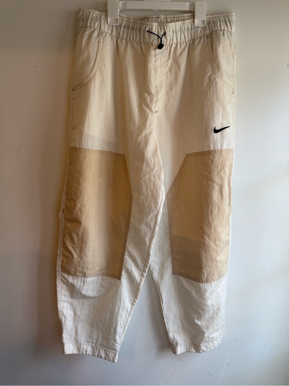 Nike White Cargo Jogger Pants with Black Swoosh